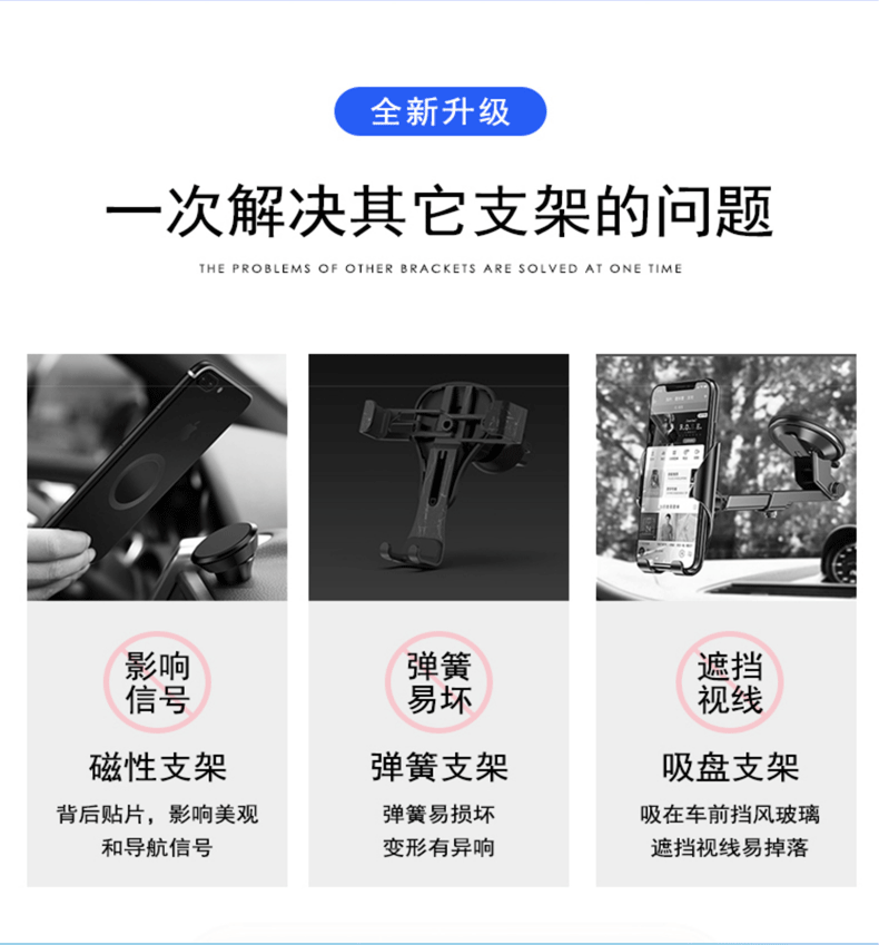 Car Air Vent Universal Clip-On Mobile Phone Holder Navigation 360 ° Rotating Gravity Metal Stand Wholesale