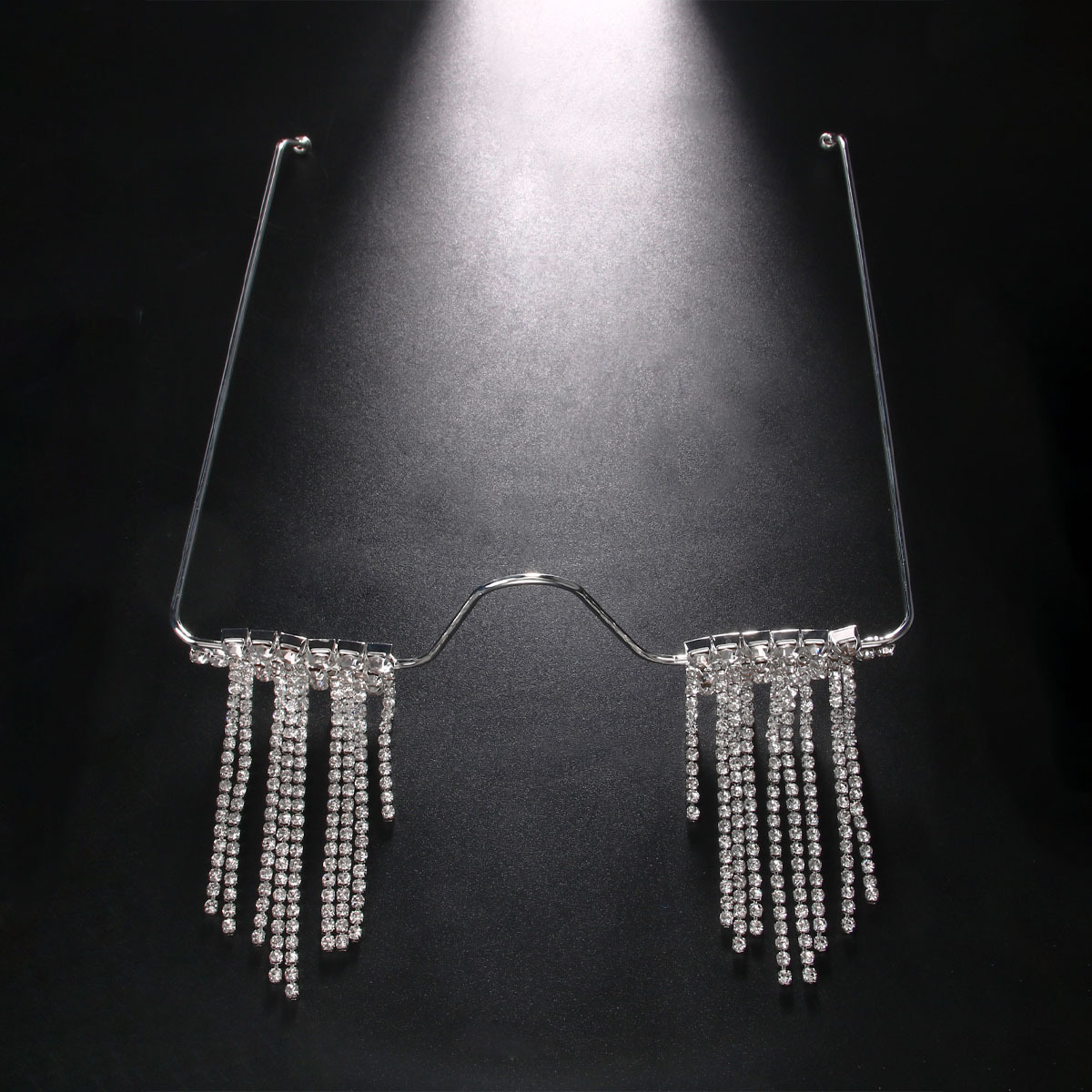 Transfronterizo europeo y americano caliente moda rhinestone borla gafas marco versátil personalizado gafas marco joyería femenina ojo marco