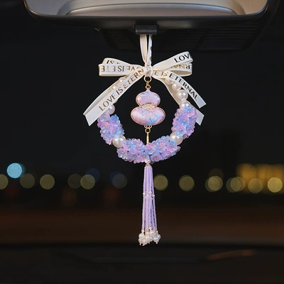Electric Vehicle Interior Decoration – Car hanging - splendid-lily-of-the-valley-pendant-purple-lucky-bag-style