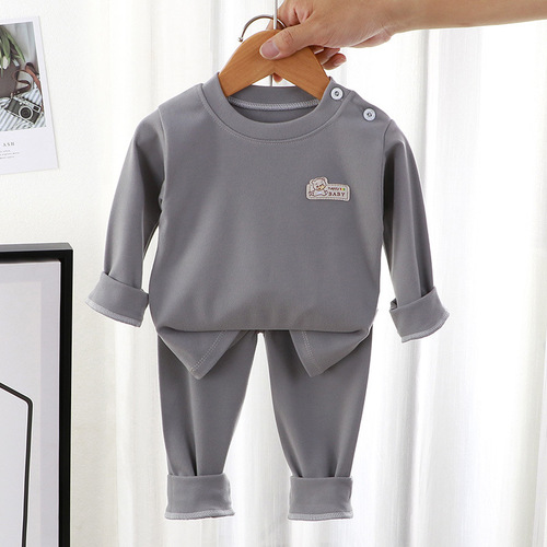  Spring and Autumn New German Velvet Suit Boys' Warm Pajamas Girls Home Clothes Baby Underwear Children's Clothes
