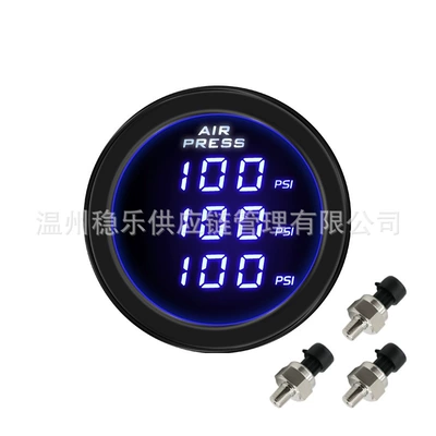Npt1/8 Digital Display Triple Pressure automobile instrument - blue-light