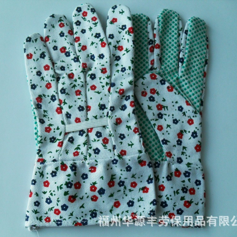 印花PVC点珠平口花园手套