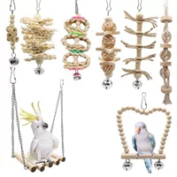 8pcs деревянный цвет попугай игрушка птица игрушка птица припасы кусать шампур, качели шампур, комбинация колоколов