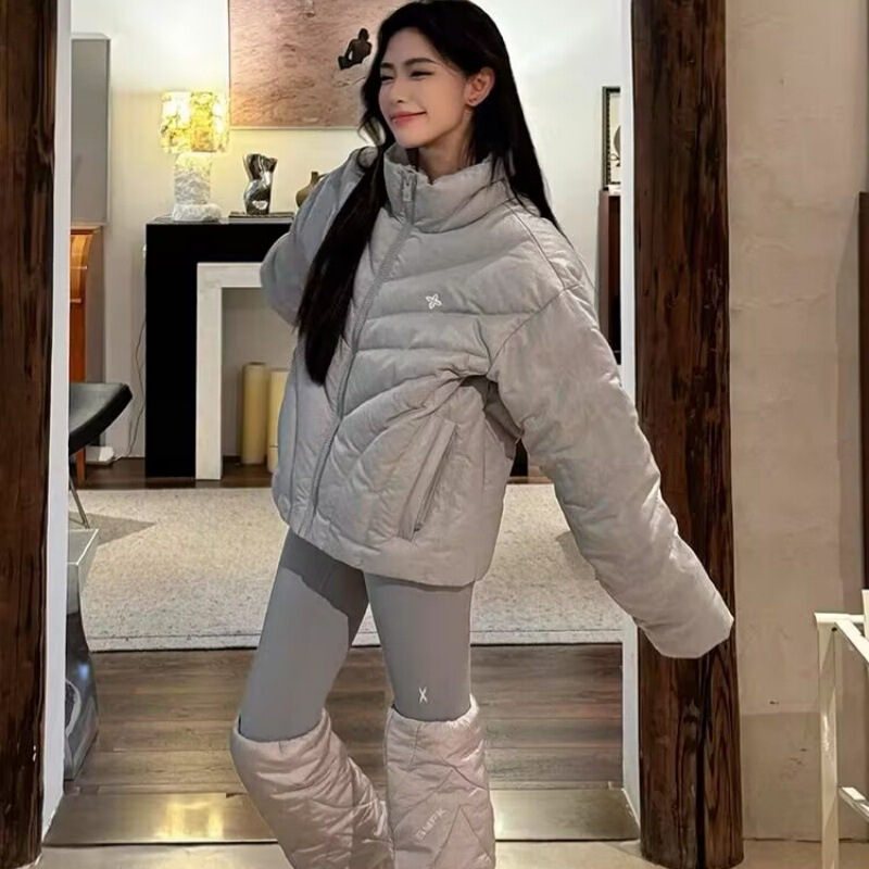 SMFK Hurricane Down Jacket Star Thickened Outdoor Warm Short Down Jacket Black/Grey