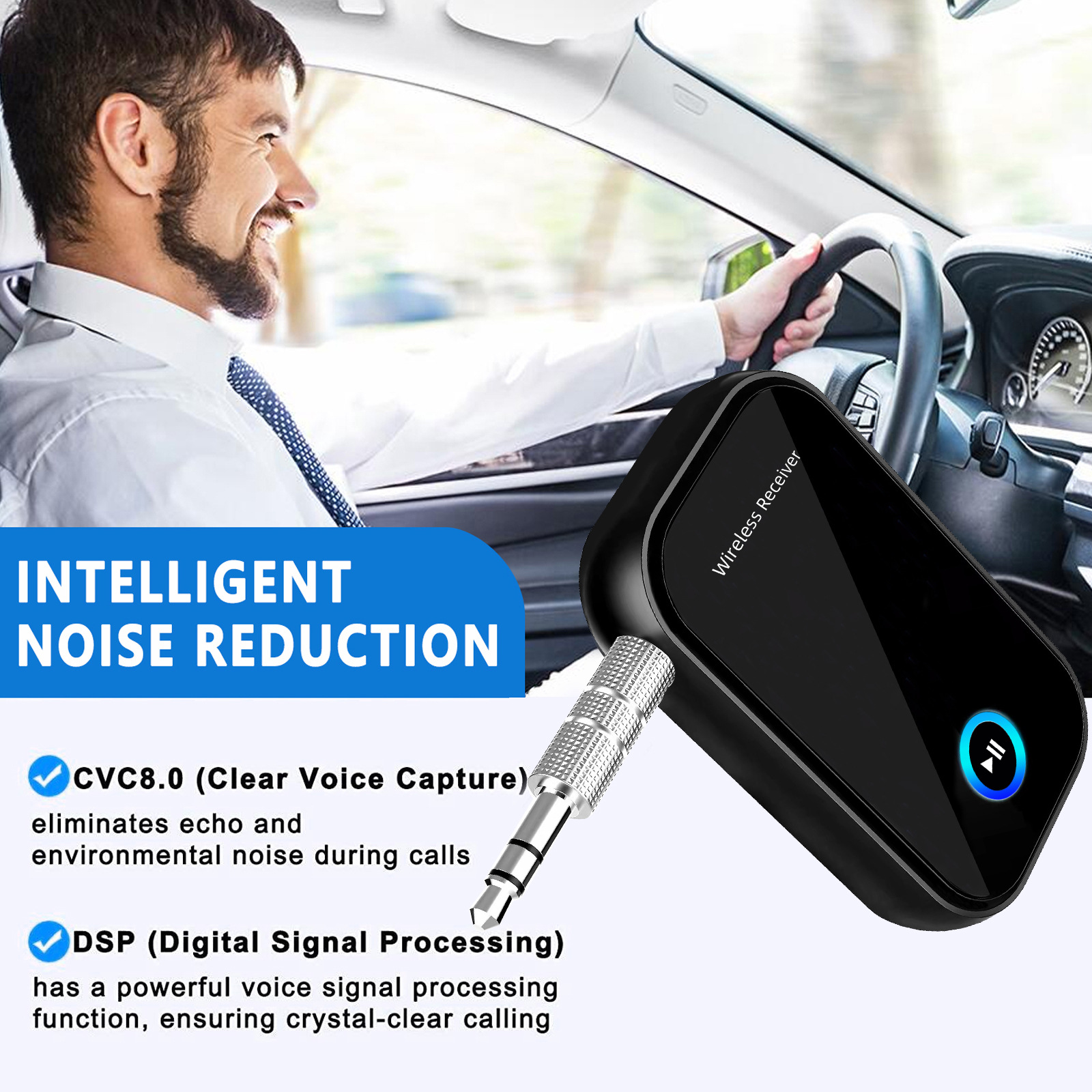 Nuevo coche Bluetooth 5,0 receptor de audio 3,5mm Bluetooth convertidor AUX llamada Bluetooth adaptador