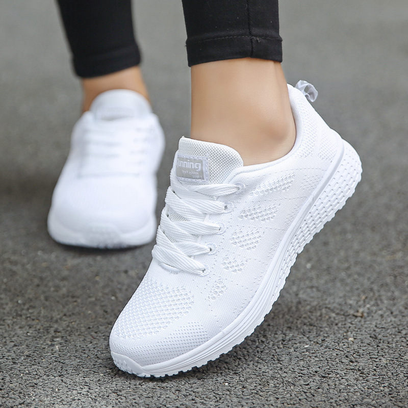 A08 Feiwei Women's Shoes Cross-Border Large Size Women's Shoes Running Shoes White Shoes Round Toe Mesh Sports Low-Top Women's Shoes