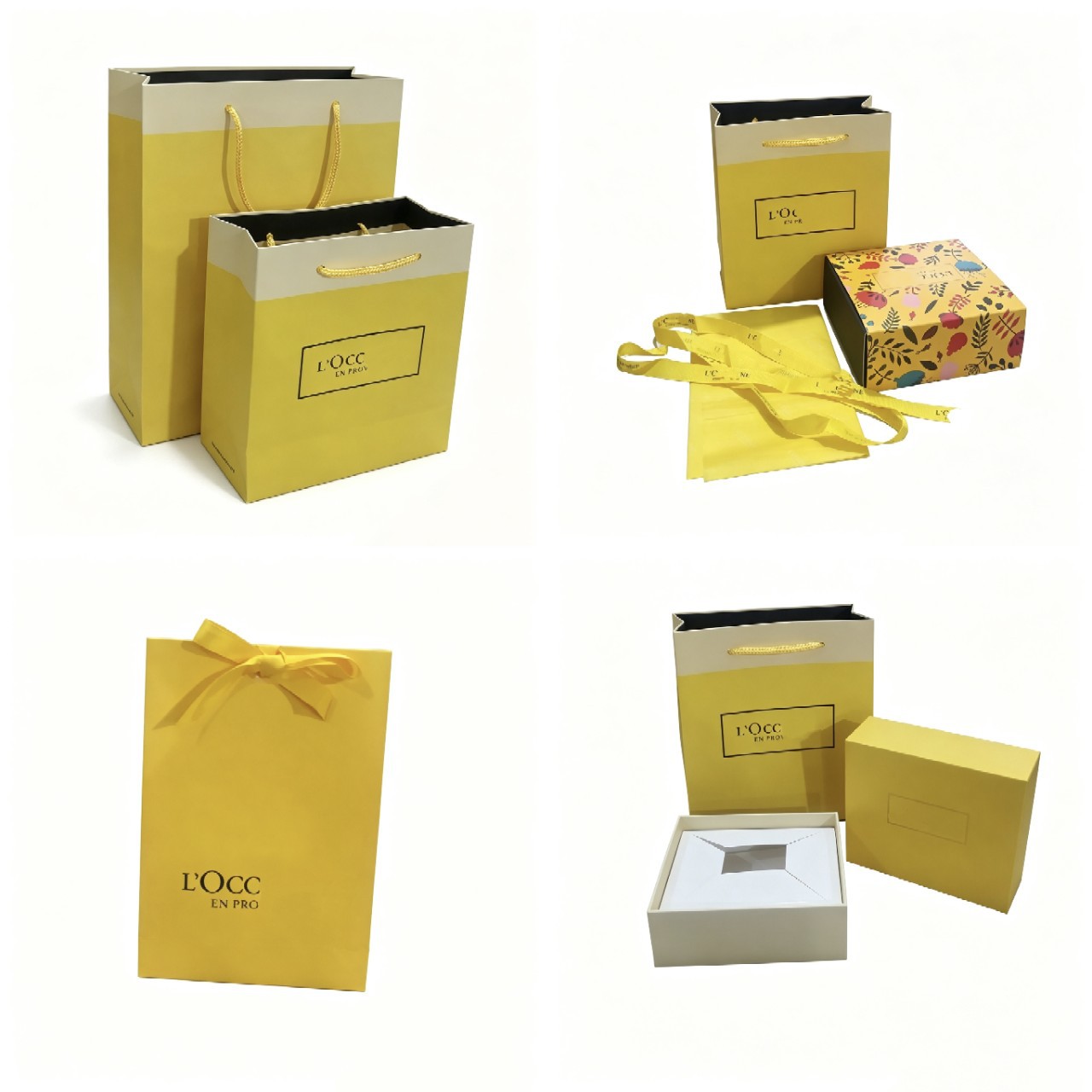 Oushujia Yellow Floral Gift Box Set Hand Cream Souvenir Packaging Box Handbag Envelope Bag Wholesale in Stock