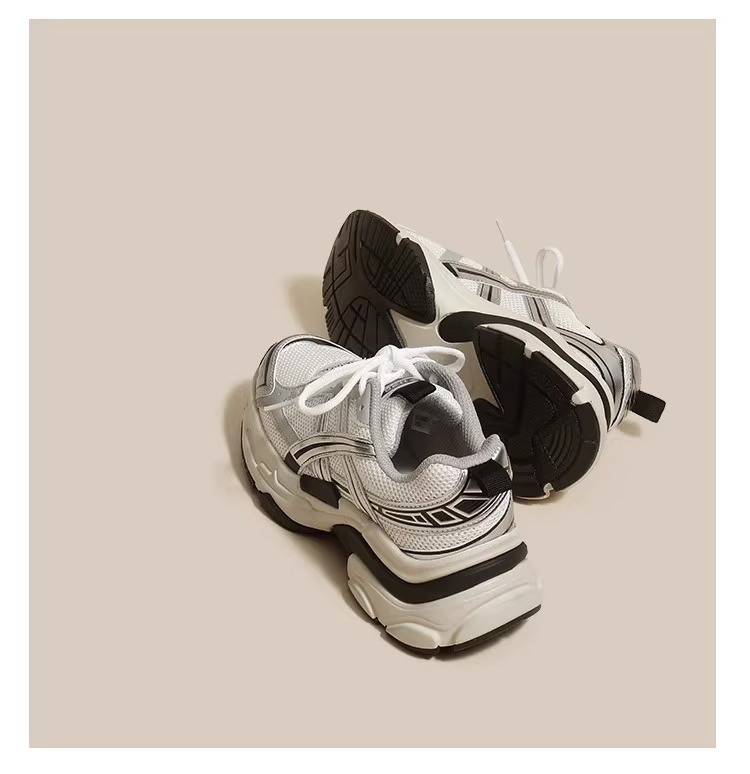 Ruoji All Match Color Matching Old Thick Soled Dad Shoes For Women 2024 Spring And Autumn New Mesh Breathable Casual Sports Shoes_voghion.com