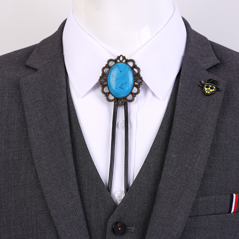 Retro Denim joya Polo corbata de exportación comercio exterior de Europa y América camisa de cuello nudo cuerda BOLOTIE fábrica al por mayor