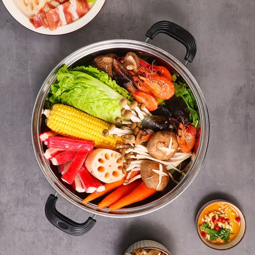 Factory direct sales thickened lidded mandarin duck pot stainless steel double-ear clear soup pot commercial household hot pot basin hot pot pot