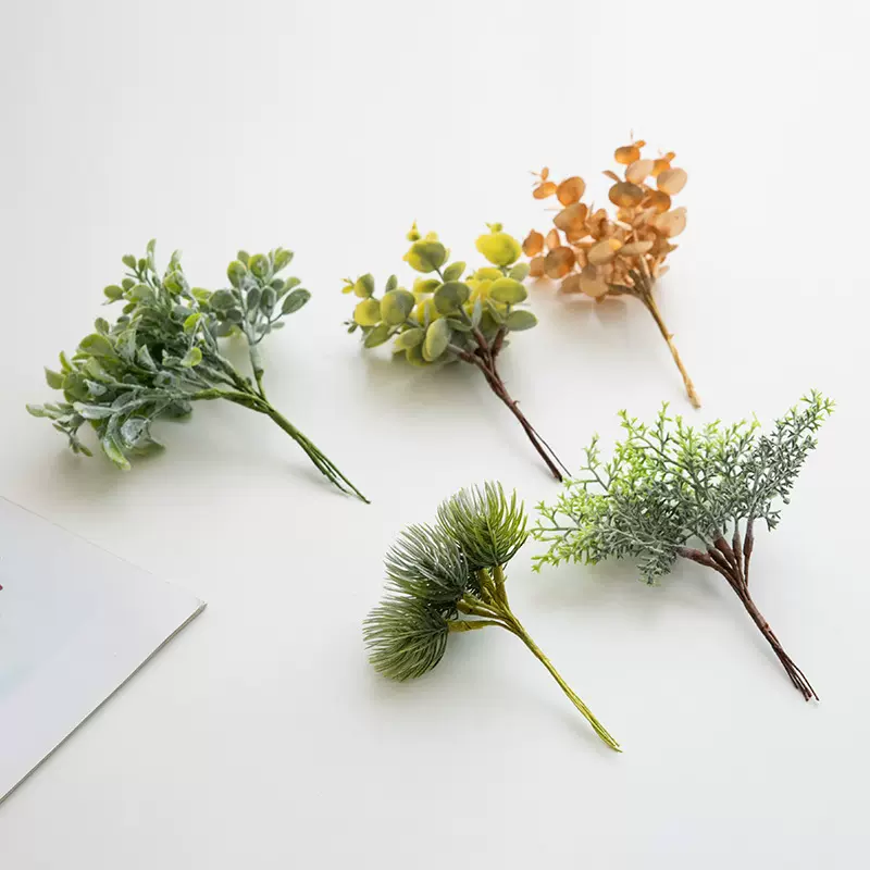 NUCHI圣诞节装饰仿真植物松针绿叶插枝花环手工diy配饰配件装饰品