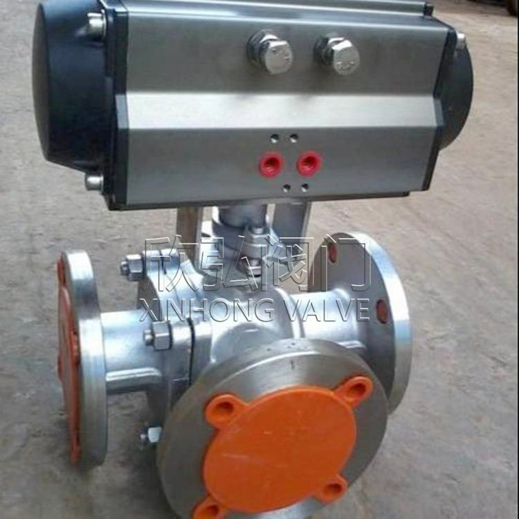 Q644F、Q614F、Q645F、Q615F 气动防爆T型三通法兰球阀 不锈钢阀