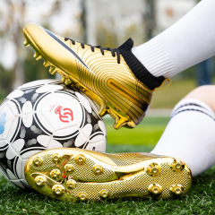 Cross-border gold-plated soccer shoes men's Messi broken spikes middle and large children primary and secondary school students adult competition AG long spike sneakers