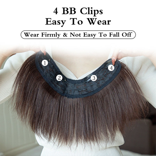 Cross-border European and American wig piece U-shaped one piece four-card straight hair replacement piece pad to increase hair volume high temperature wire 20cm