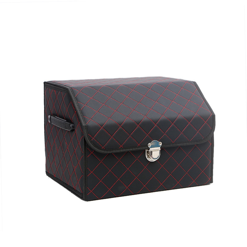 Foldable car storage box, car trunk organizer, leather car storage organizer