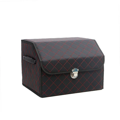 leather car storage, Car storage bag/box - black-and-red-medium-size-303030cm