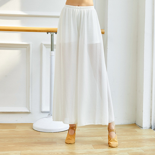 New classical dance practice attire, Chinese-style mesh chiffon single-layer wide-leg pants, elegant modern dance performance clothing