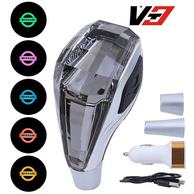 Cab and accessories Luminous Crystal Gear Shift Knob - nissan-gray-crystal-with-light-on-both-sides