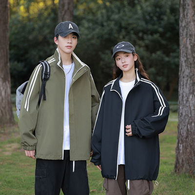 直播得物热卖款 春秋男士立领夹克防风防水透气冲锋衣单层透气保