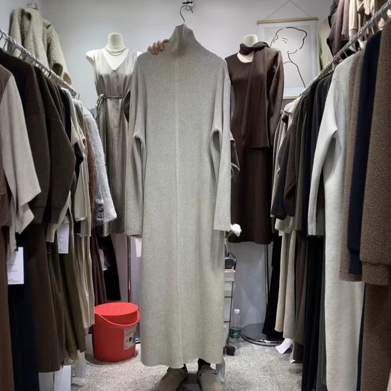 High-Neck Extra-Long Ankle-Length Knitted Sweater Skirt for Women 2025 Autumn and Winter Straight Large Size Loose Simple Versatile Long Skirt