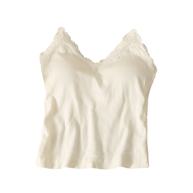 2042 # 痕跡のないレースの美背キャミソールの中に、光を防ぐために、一体式の固定カップを着用します。