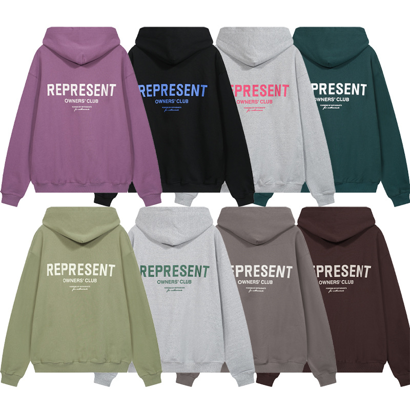 Nuevo color REPRESENT eslogan clásico estampado de letras suéter con capucha suelto para hombre sudadera con capucha para mujer