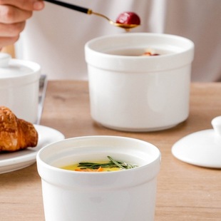 Ceramic Soup Cup for Home Use with Lid, Water-Proof Stew Cup, Bird's Nest Steamed Egg Cup, Bowl, Soup Liner, Shaxian Commercial Small Stew Pot