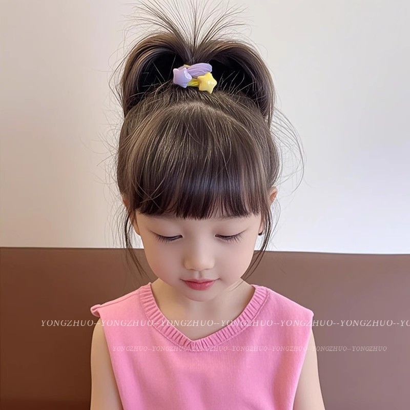 Niños de color caramelo de cola de cabello de alta elasticidad correa estrella de color anillo de cabello bola cabeza de cabello adornos