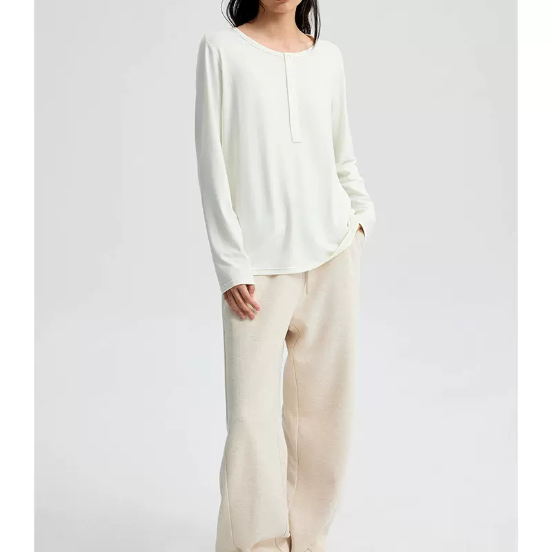 亨利领宽松长袖T恤2025秋季新款时尚上衣