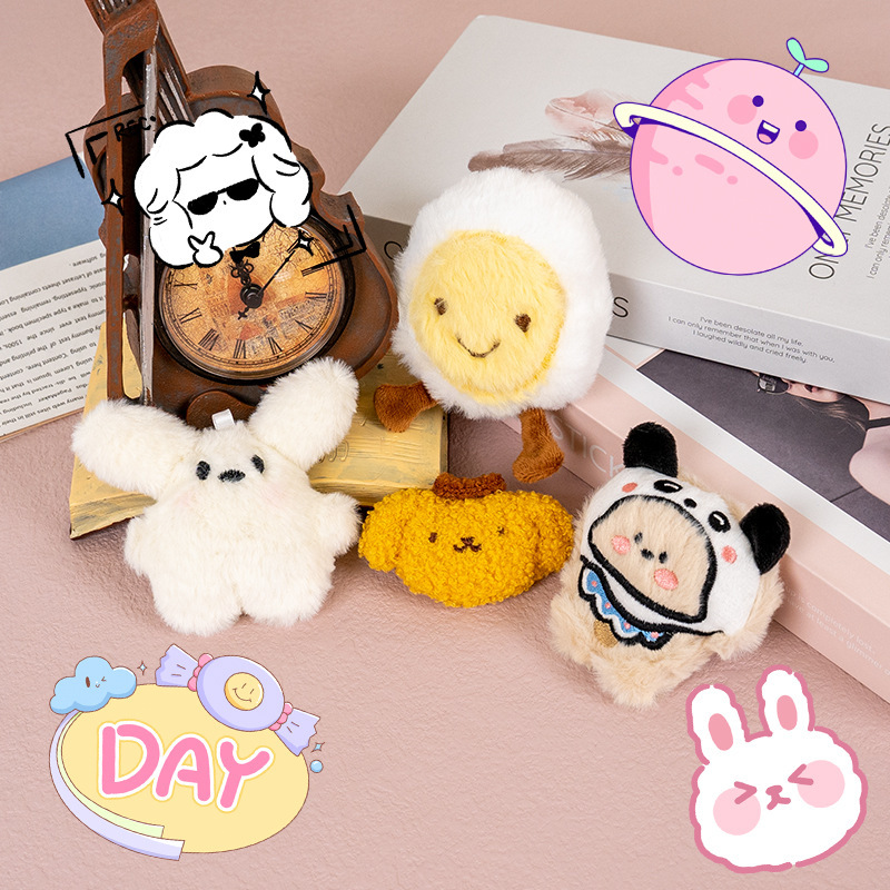 Cute Cartoon Toast Egg Plush Pendant Bag Clothes Pendant Brooch Keychain DIY Gift