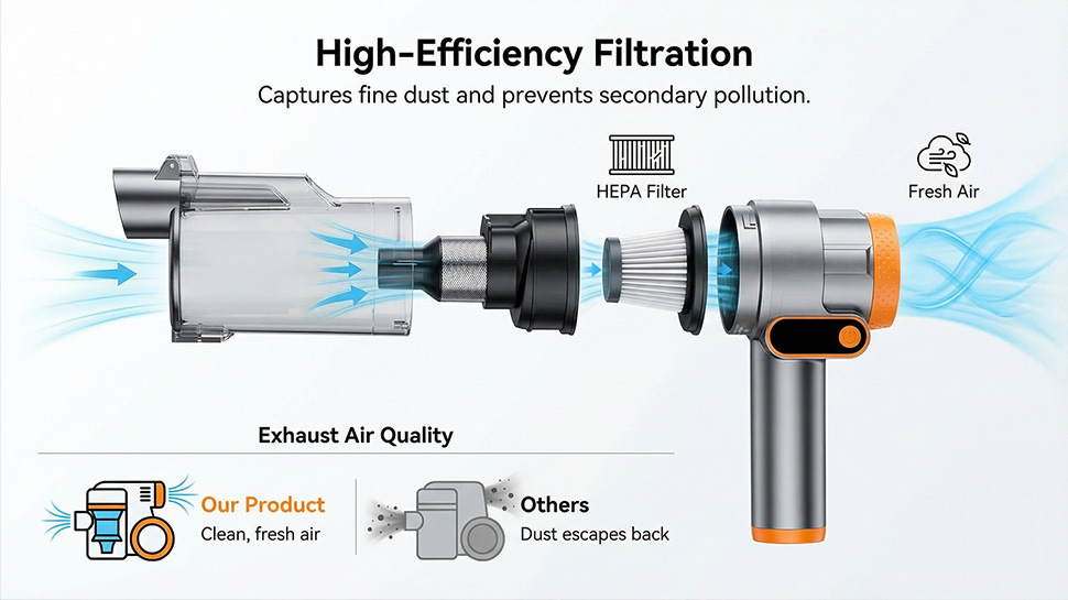 Car Vacuum Cleaner with Super Powerful Suction, Wireless Handheld, Portable, for Car and Home Use, with Blowing and Suction Functions