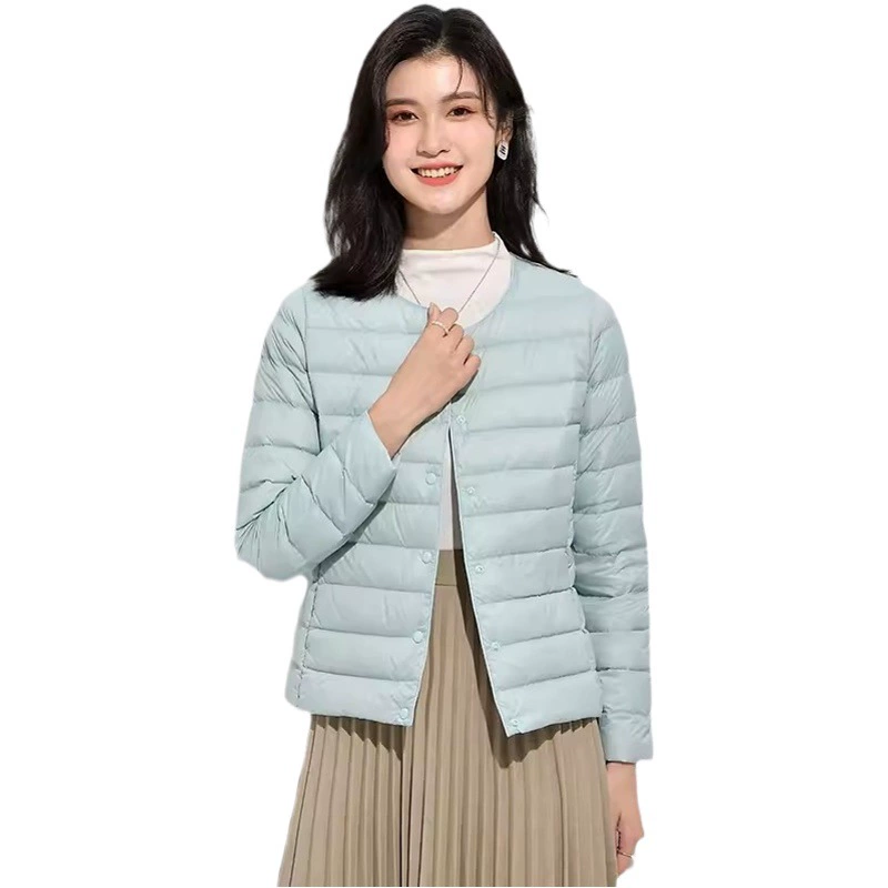 Легкий пуховик в стиле знаменитостей 2025 года, укороченный, женский, весна-осень-зима, демисезонный, приталенный, без воротника, с теплой подкладкой