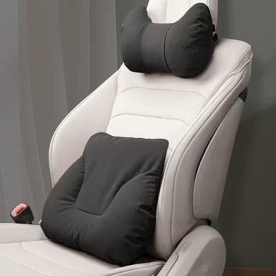 Headrest | Seat Pillow Set, New Car - premium-black-headrest-lumbar-support-set-recommended-value-combination