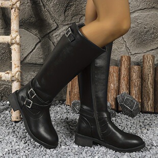 P 26801 Retro High Boots Side Zipper �͹Ÿ�Ͳ�Tʿѥ ���l