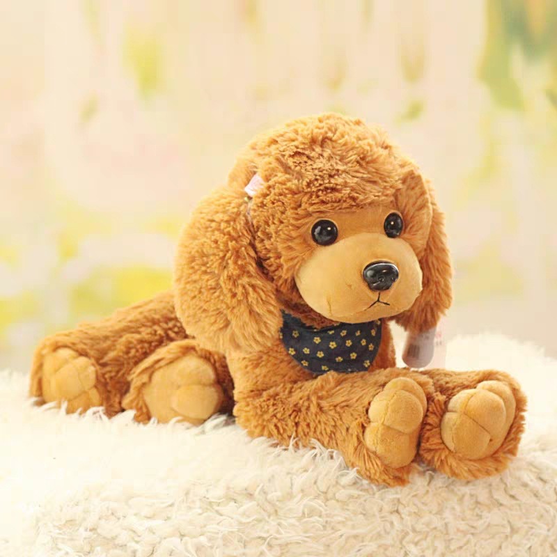 犬のテディ犬のぬいぐるみ、プードルのぬいぐるみ、寝そべる犬の女の子の誕生日プレゼント、ペットのぬいぐるみ