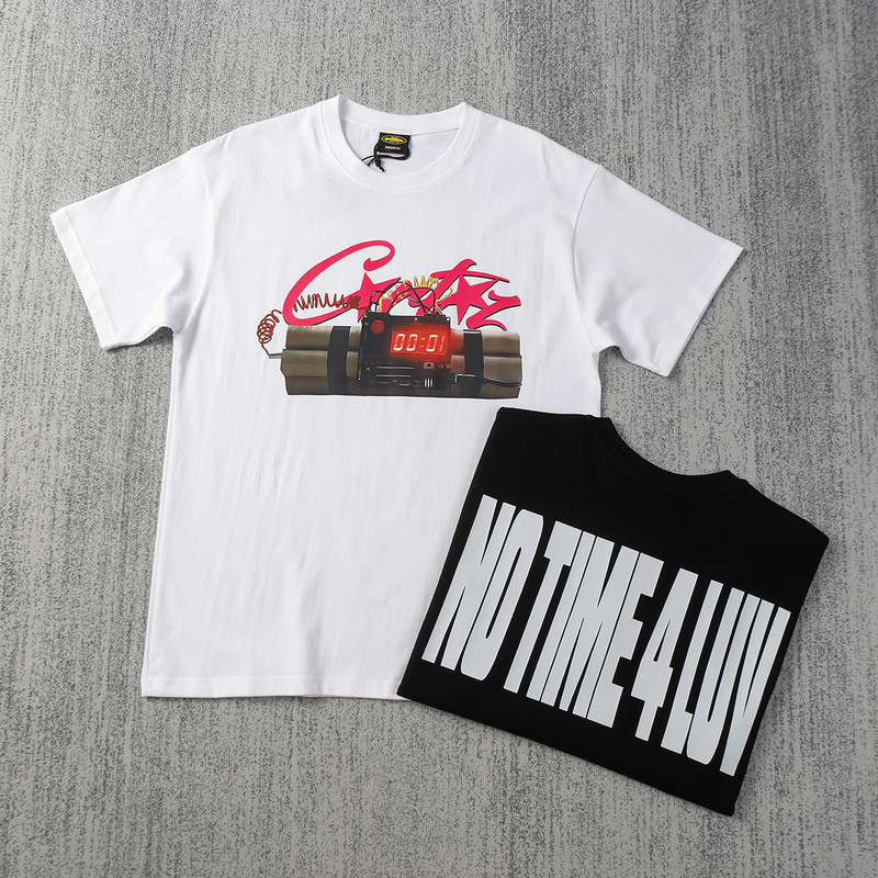 Corteiz Brand Fashion Trendy Minimalist Short-Sleeve T-Shirt with Chronograph Print, Summer Loose Casual Half-Sleeve T-Shirt