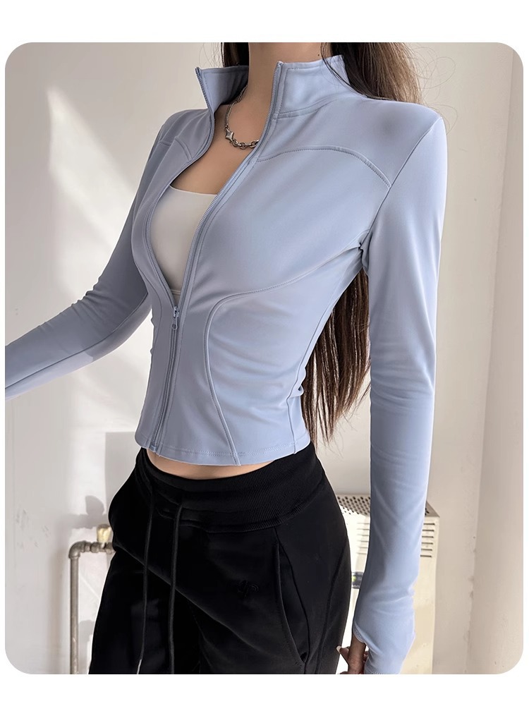 Fleece Quick-Drying Yoga Jacket Pilates Fitness Skinny Top Fitness Suit Women_desvips.com