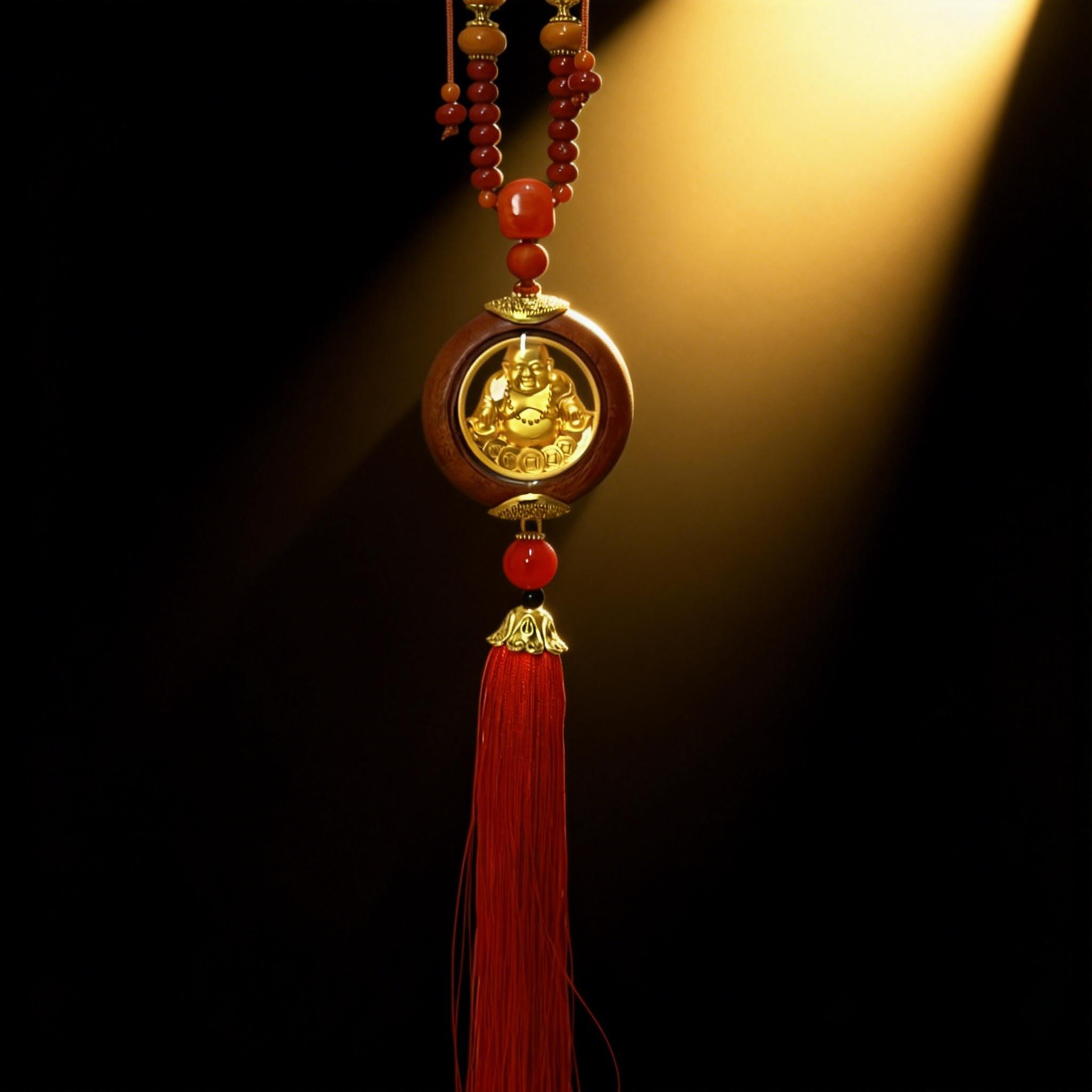 New Car Interior Decoration Pendant Made of Rosewood with Double-Sided Crystal for Office, Living Room, and Car Decoration