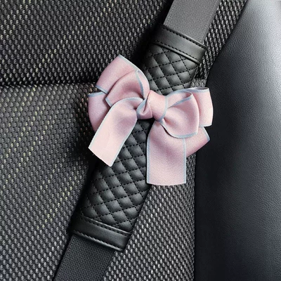 Seat belt shoulder pad Shoulder Belt Cover with Bowknot - pink-bow-single