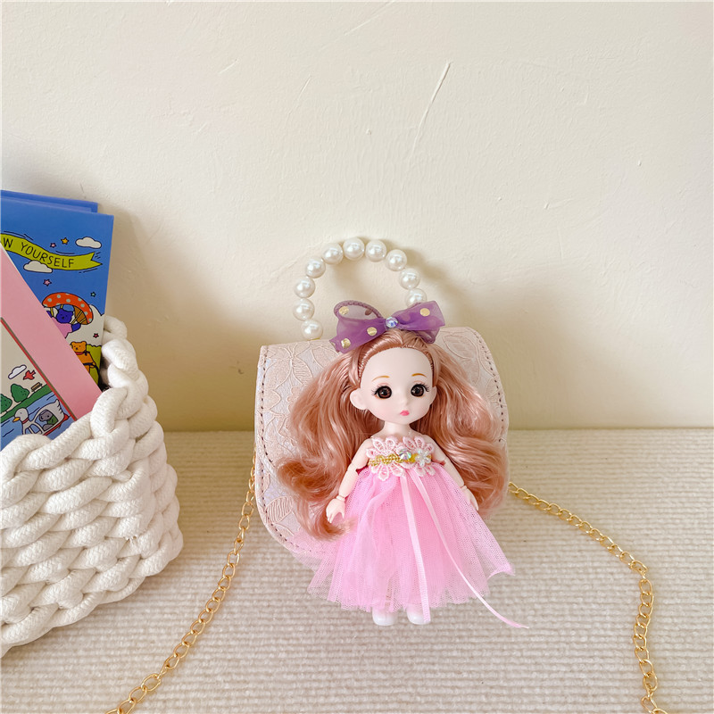 Nuevo paquete de princesa infantil coreano muñeca mochila lindas niñas bebés de un hombro bolso de perlas