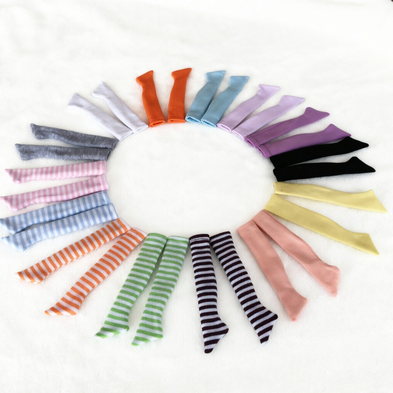 Handmade Special Six-Pack Cotton Socks Azone Xinyi Blythe Licca Ob Socks Candy-Colored Elastic Striped Pure Cotton Long Socks