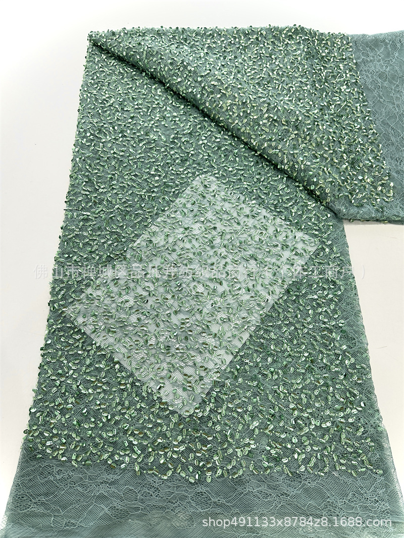 Tejido de sequinilla tejido de bordado pesado tejido de cordón de encaje de verano vestido de noche alta tela de moda image 10