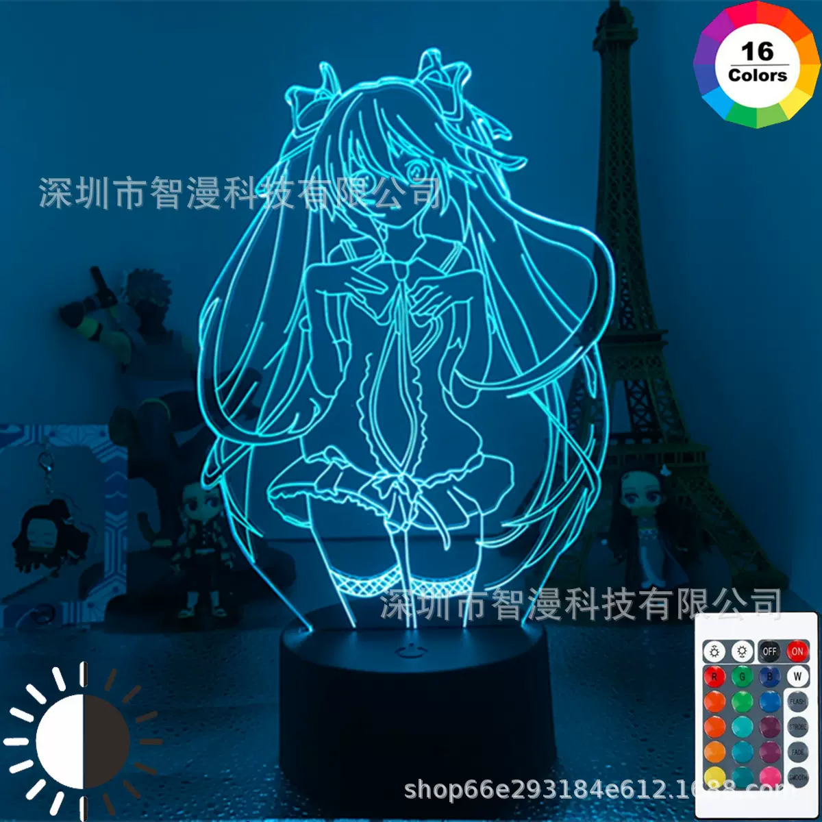 跨境热销初音未来3D动漫小夜灯女孩卧室装饰创意礼品台灯床头灯