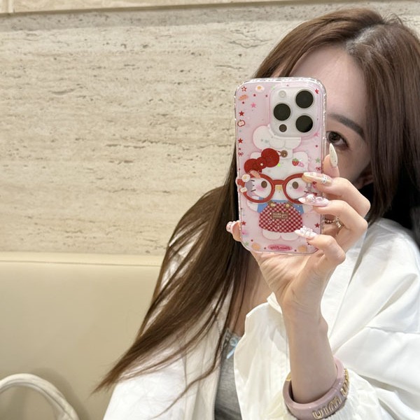 Girl ins Cute Chef Gafas kt Apto iphone16ProMax Apple 14/15 Funda para teléfono 13 Nuevo