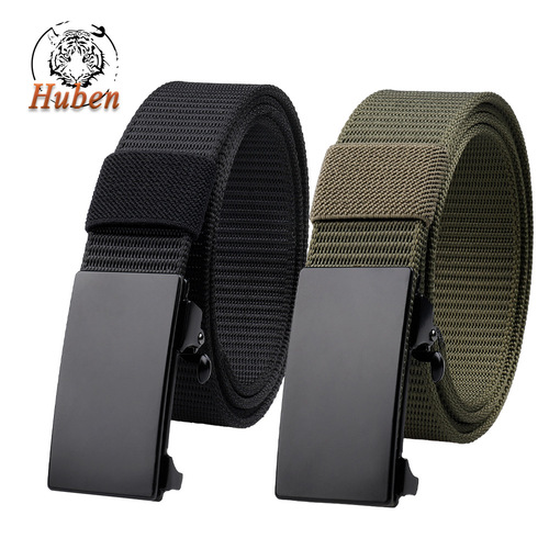 Alloy automatic buckle thickened nylon belt smooth buckle men's toothless tactical belt casual versatile belt