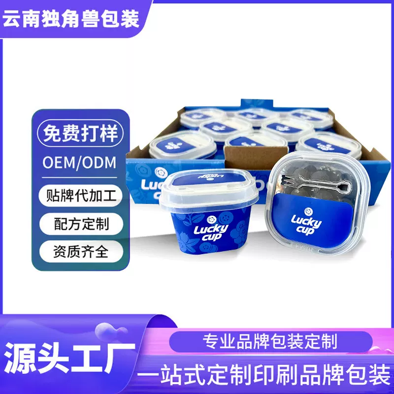 现货125克礼盒水果方形蓝莓杯包装小懒杯塑胶杯盒子PP材质饮品