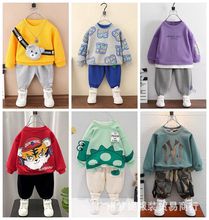 童套装春秋新款2022韩版中小儿童字母卡通卫衣两件套外贸地摊批发