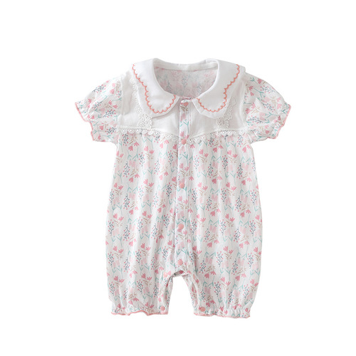 Summer baby clothes pack diaper princess style girls baby children's outfit onesie infant A class pure cotton short sleeve crawling suit