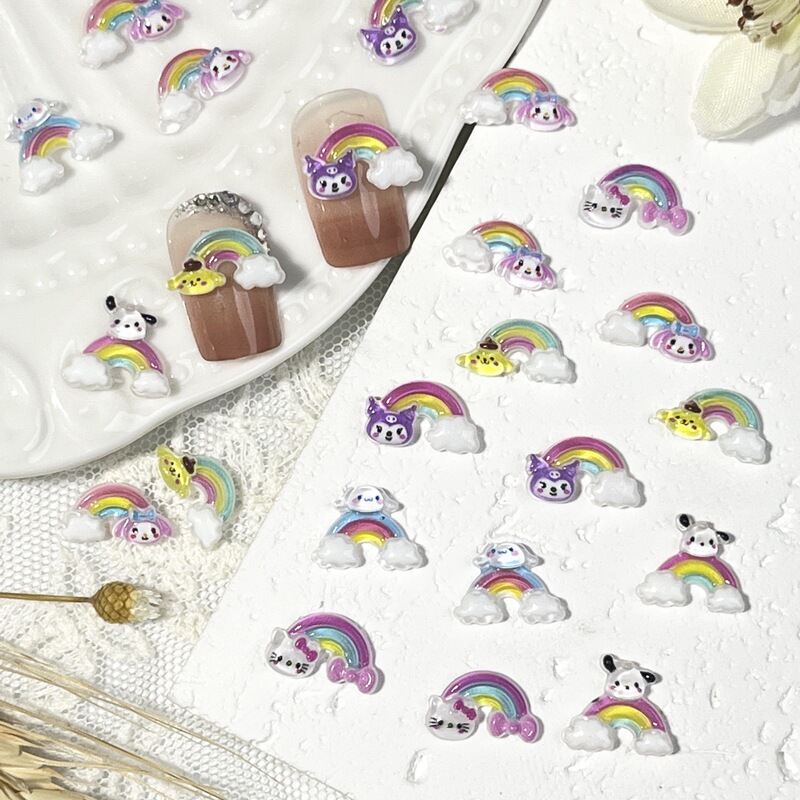 New Sanrio Cartoon Nail Art Ornaments Rainbow Clouds Cute Kulomi Jade Gui Dog Resin Nail Ornaments New Sanrio Cartoon Nail Art Ornaments Rainbow Clouds Cute Kulomi Jade Gui Dog Resin Nail Ornaments