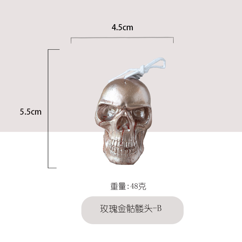 Ventas transfronterizas calientes de oro rosa de alto nivel de cráneo vela vela decoración adornos de Halloween al por mayor regalos de acompañantes